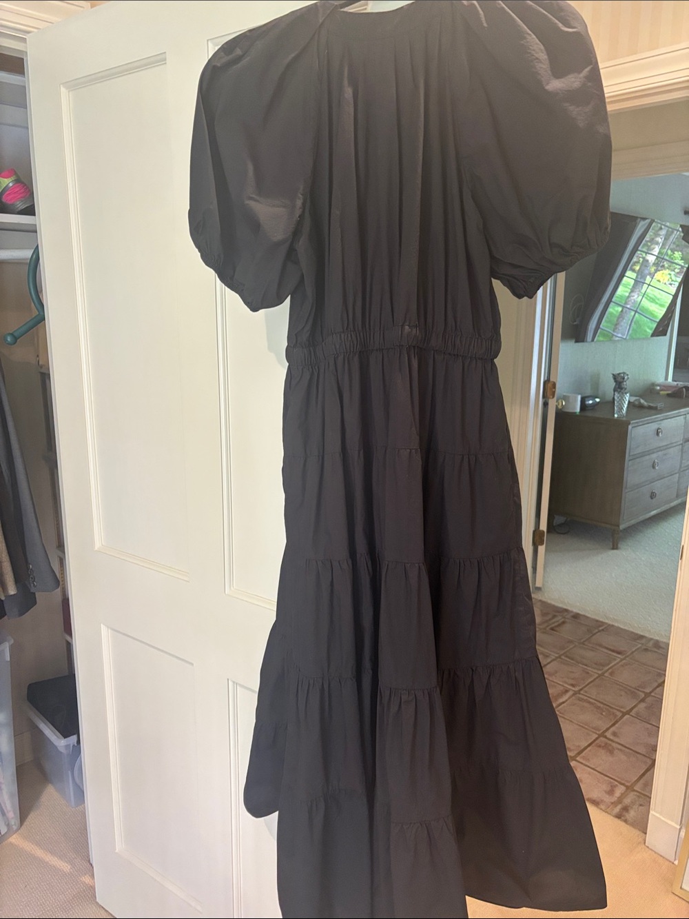 Ulla Johnson Black Tiered Maxi Dress with Puff Sleeves - Picture 4 of 4